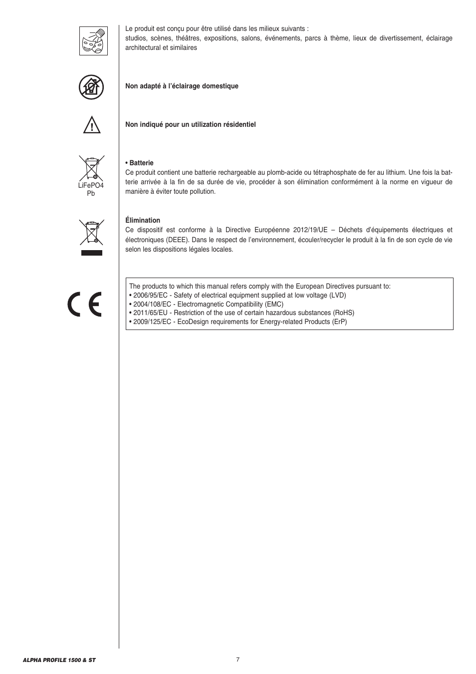 Clay Paky ALPHA PROFILE 1500 ST User Manual | Page 7 / 44