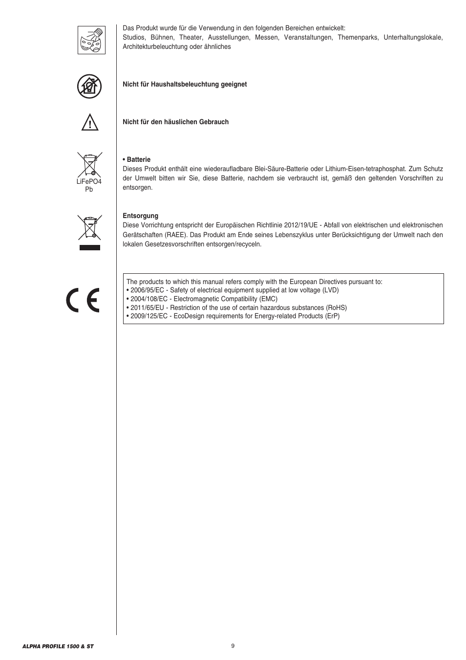 Clay Paky ALPHA PROFILE 1500 ST User Manual | Page 9 / 44