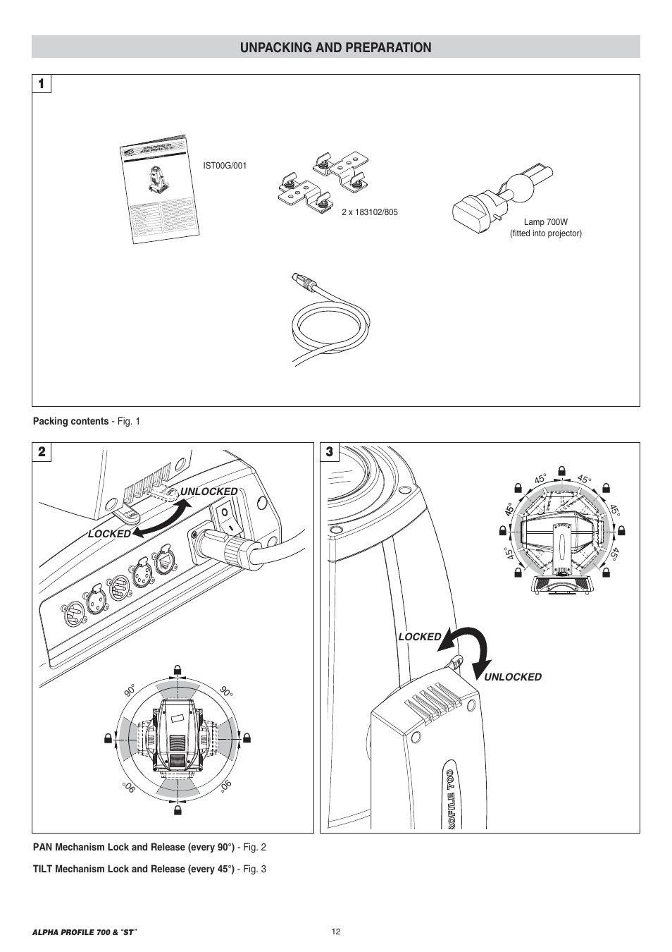 Unpacking and preparation | Clay Paky ALPHA PROFILE 700 “ST” User Manual | Page 12 / 40