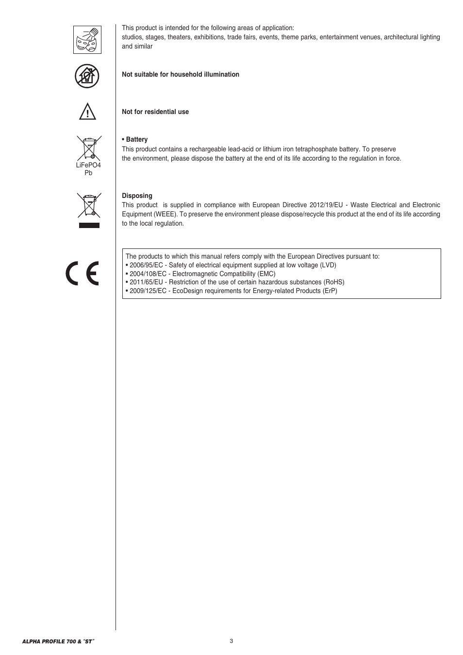 Clay Paky ALPHA PROFILE 700 “ST” User Manual | Page 3 / 40