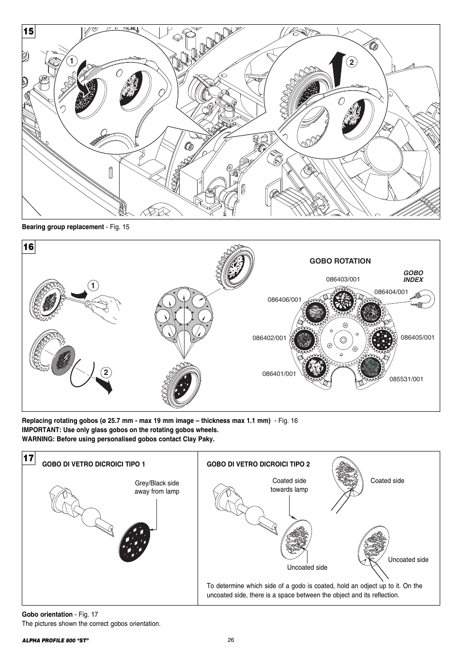 Clay Paky ALPHA PROFILE 800 “ST” User Manual | Page 26 / 44