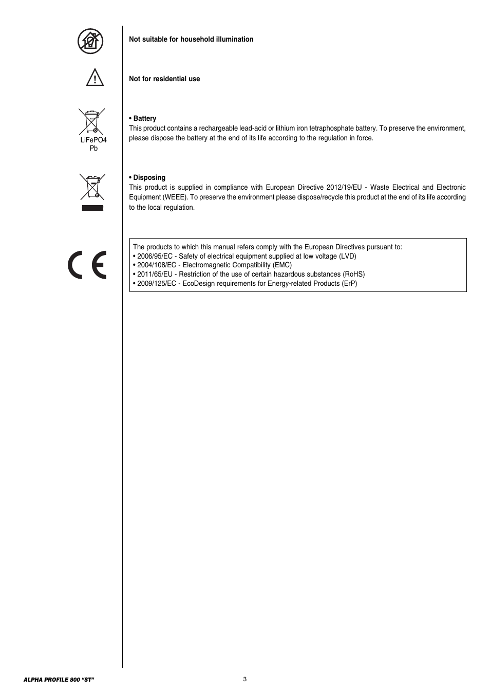 Clay Paky ALPHA PROFILE 800 “ST” User Manual | Page 3 / 44