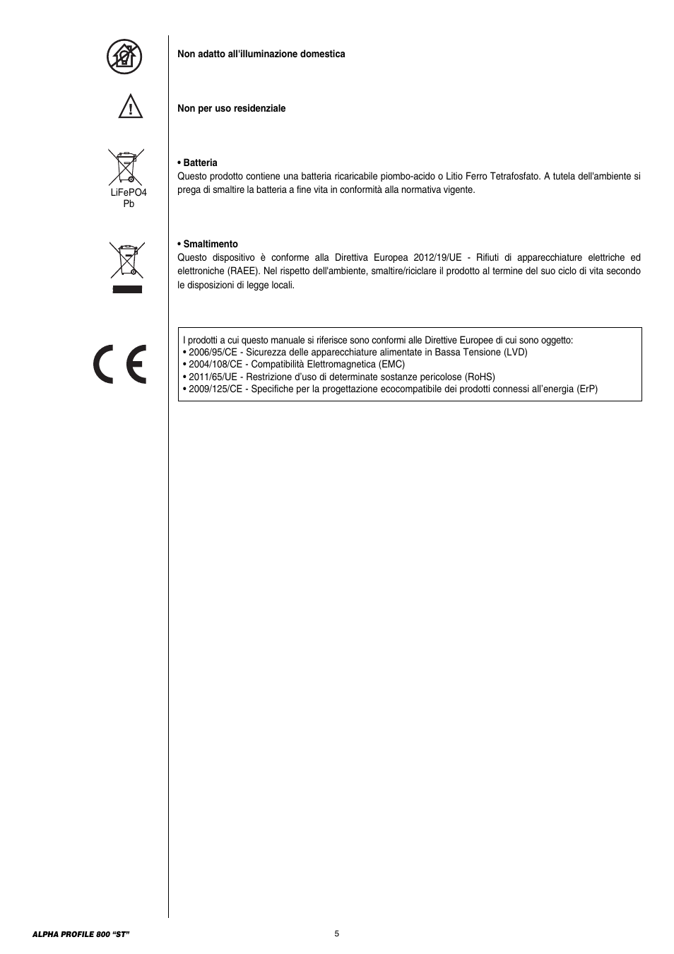 Clay Paky ALPHA PROFILE 800 “ST” User Manual | Page 5 / 44