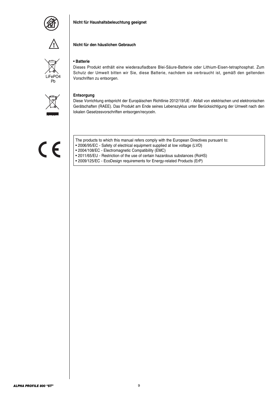 Clay Paky ALPHA PROFILE 800 “ST” User Manual | Page 9 / 44
