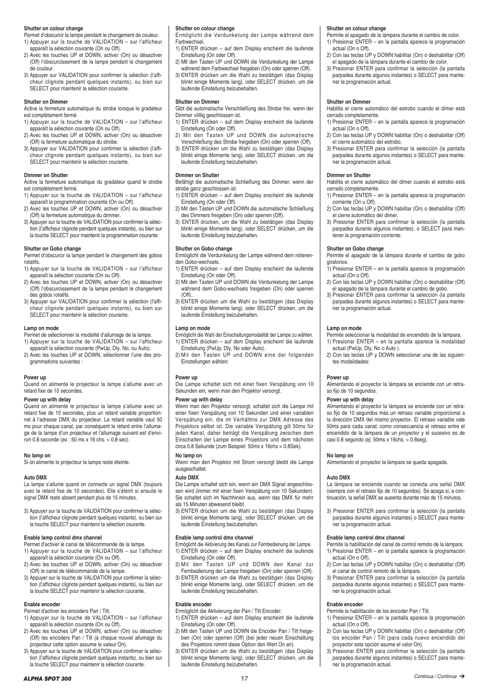 Clay Paky ALPHA SPOT 300 User Manual | Page 17 / 44