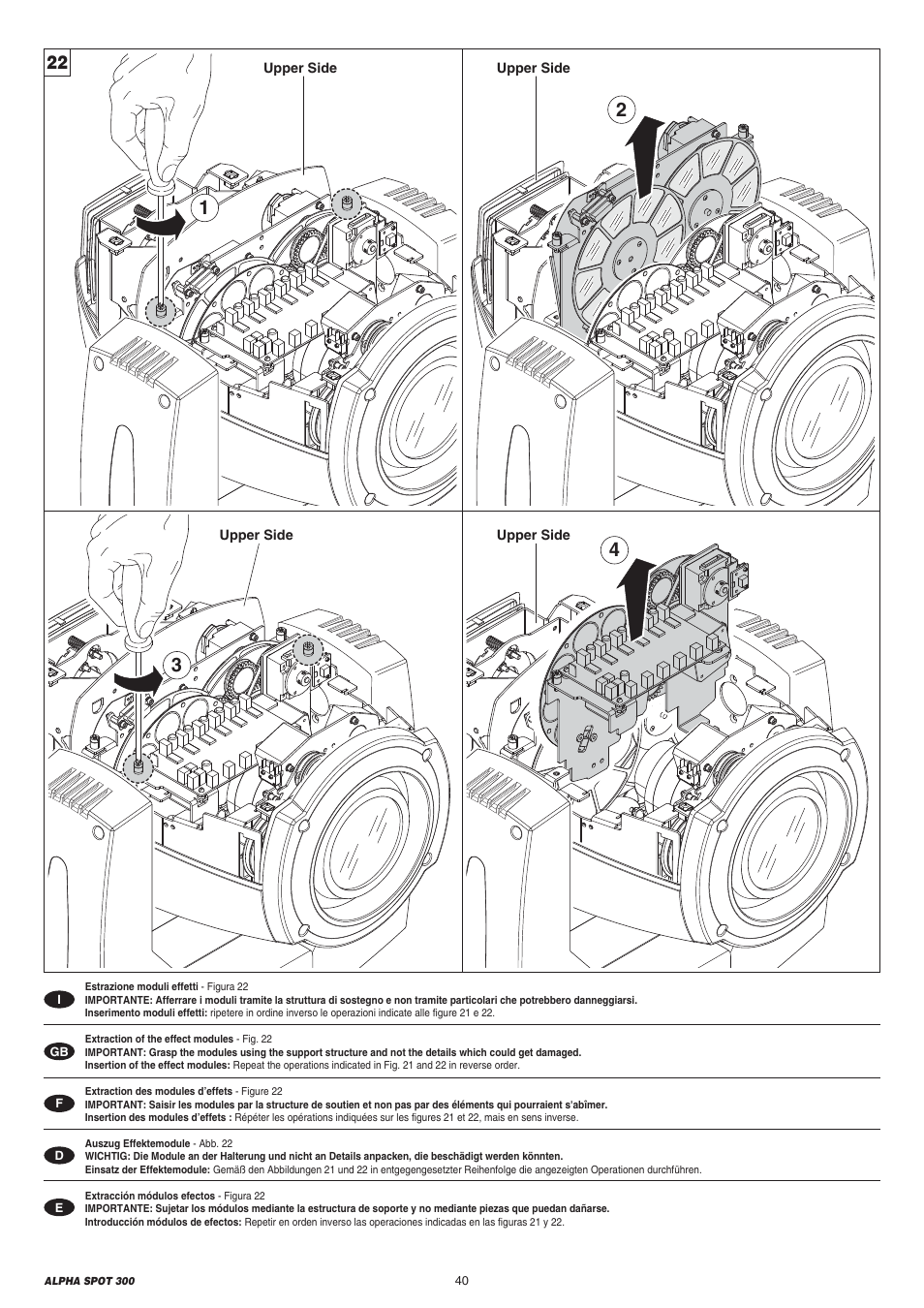 Clay Paky ALPHA SPOT 300 User Manual | Page 40 / 44