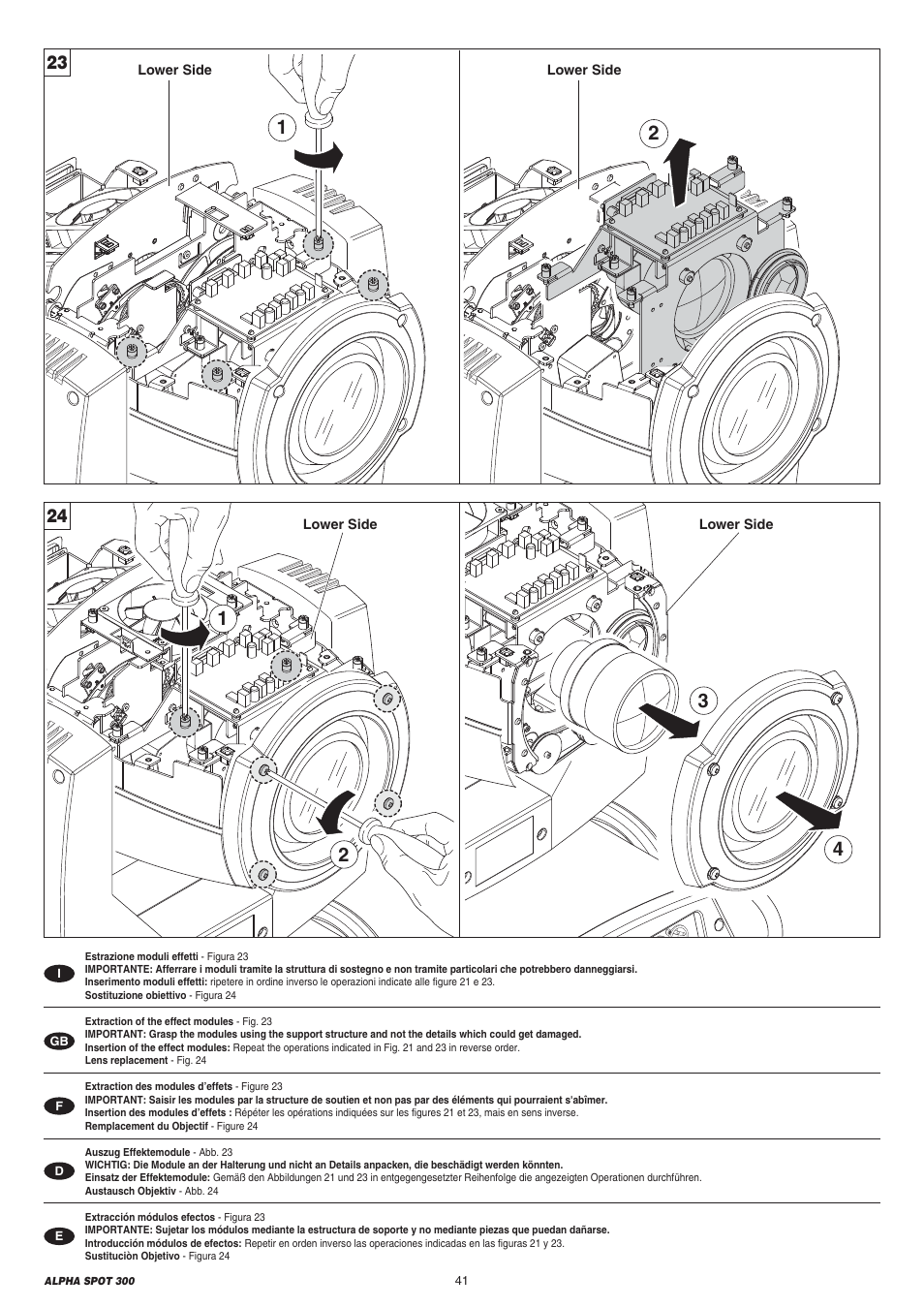 Clay Paky ALPHA SPOT 300 User Manual | Page 41 / 44