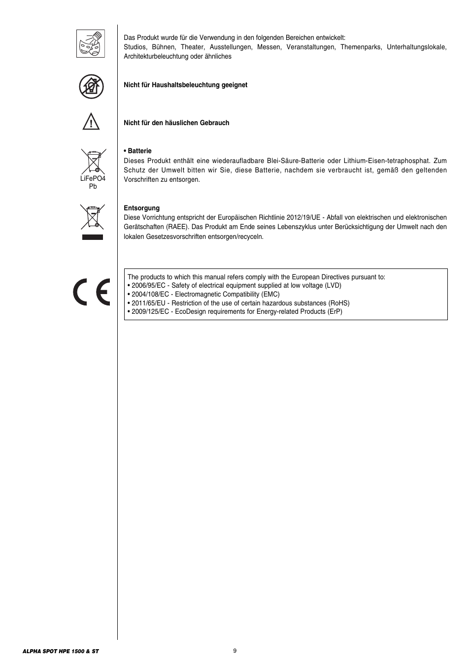 Clay Paky ALPHA SPOT HPE 1500 ST User Manual | Page 9 / 43