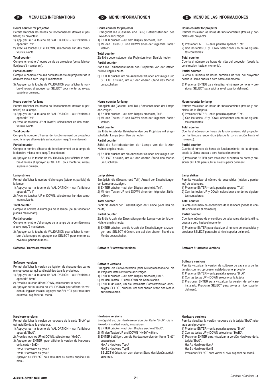 Clay Paky ALPHA SPOT HPE 300 User Manual | Page 21 / 44