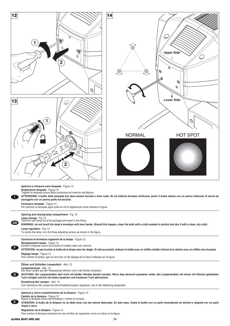 Normal hot spot | Clay Paky ALPHA SPOT HPE 300 User Manual | Page 34 / 44