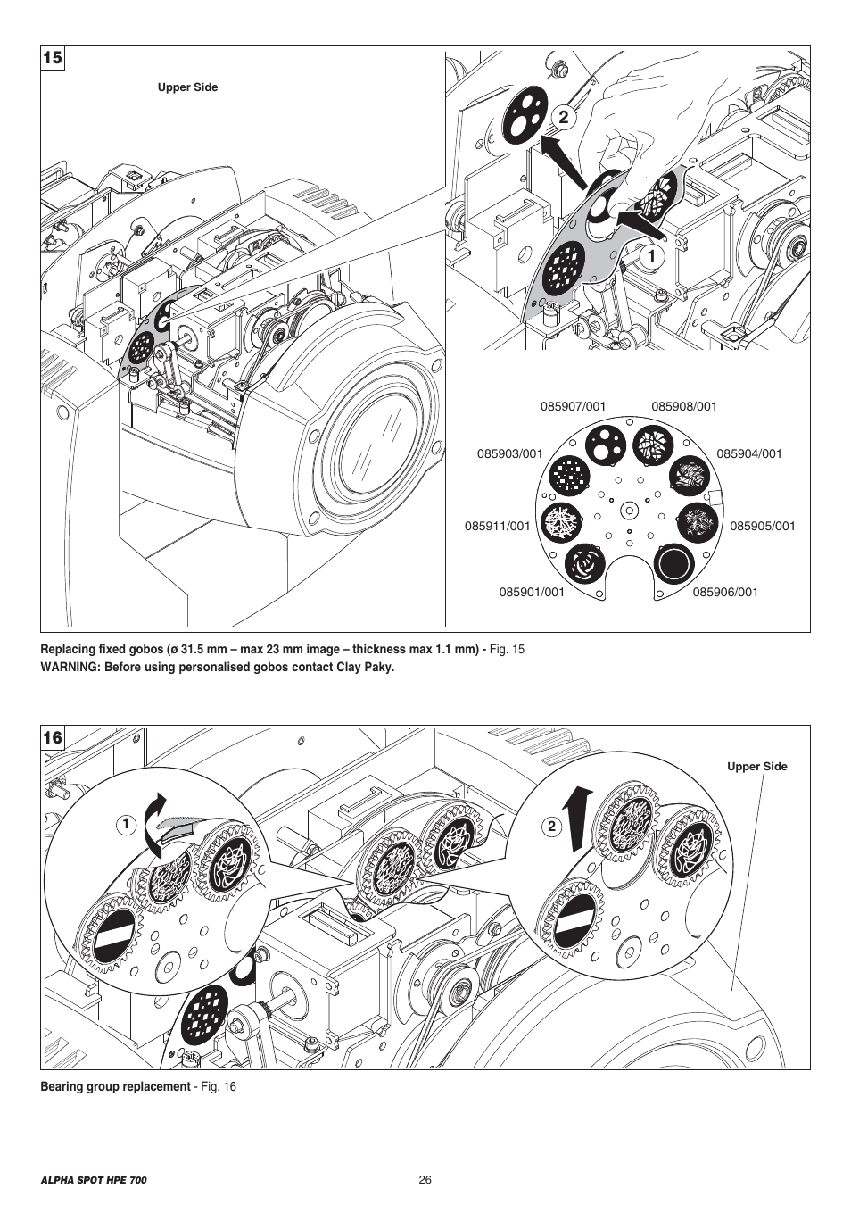 Clay Paky ALPHA SPOT HPE 700 User Manual | Page 26 / 40