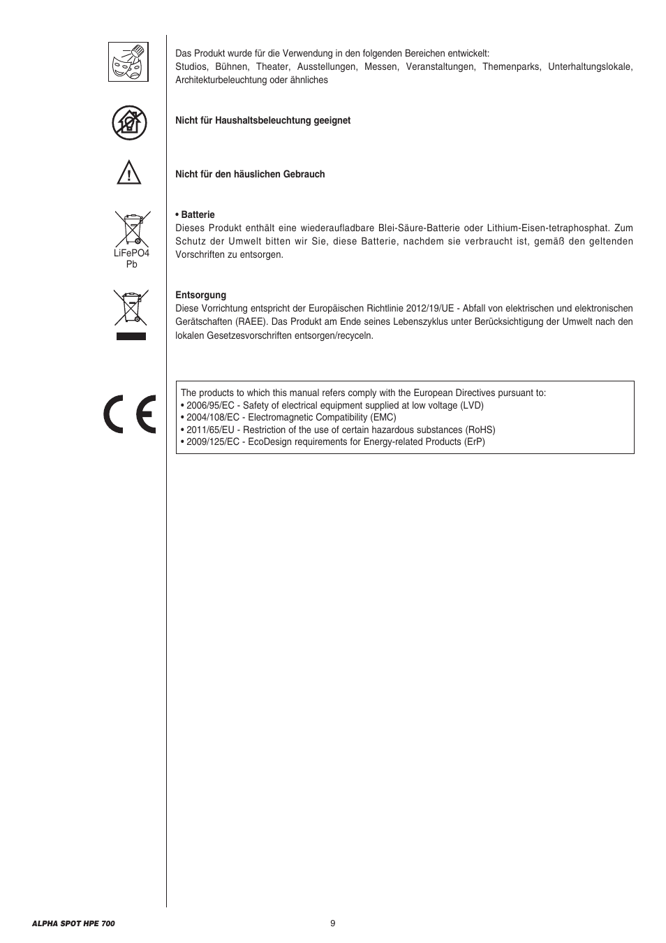 Clay Paky ALPHA SPOT HPE 700 User Manual | Page 9 / 40