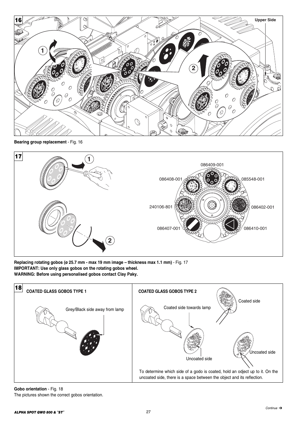 Clay Paky ALPHA SPOT QWO 800 “ST” User Manual | Page 27 / 44