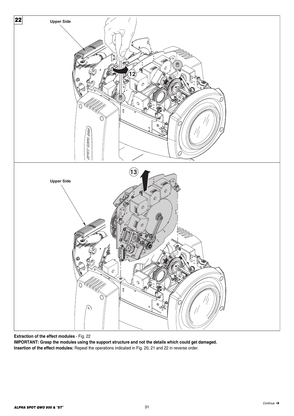 Clay Paky ALPHA SPOT QWO 800 “ST” User Manual | Page 31 / 44