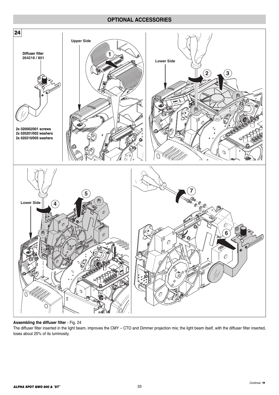 33 optional accessories, Optional accessories | Clay Paky ALPHA SPOT QWO 800 “ST” User Manual | Page 33 / 44