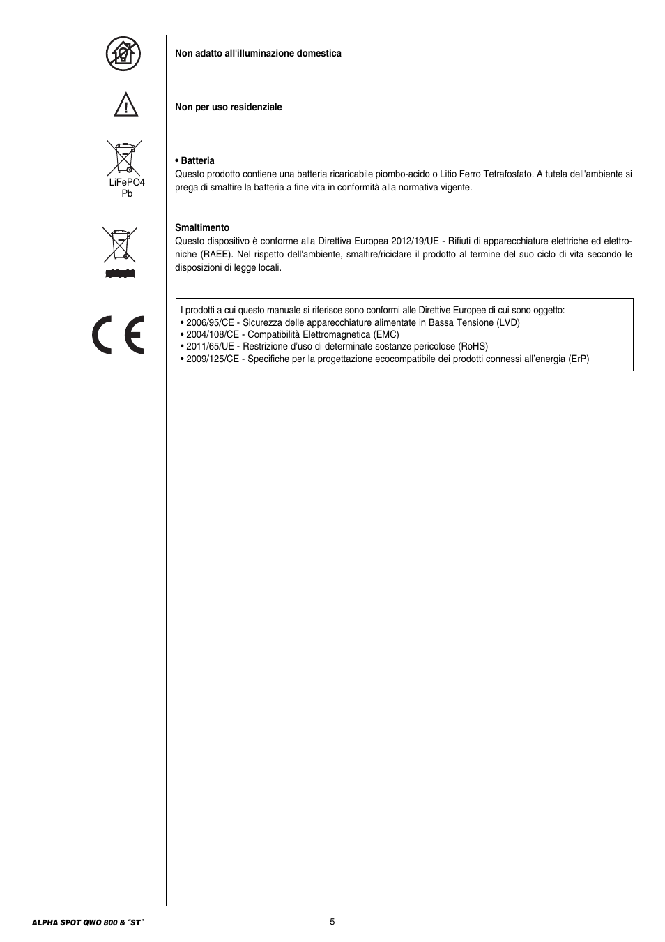 Clay Paky ALPHA SPOT QWO 800 “ST” User Manual | Page 5 / 44