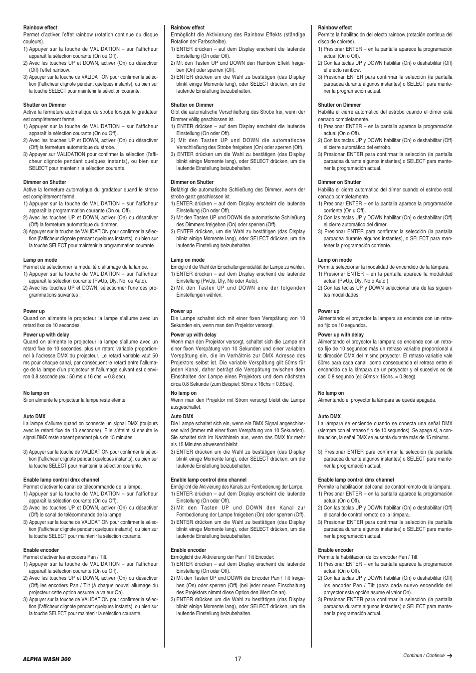 Clay Paky ALPHA WASH 300 User Manual | Page 17 / 40