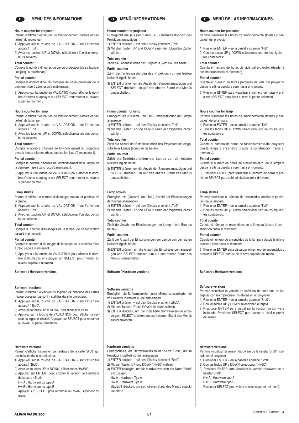 Clay Paky ALPHA WASH 300 User Manual | Page 21 / 40