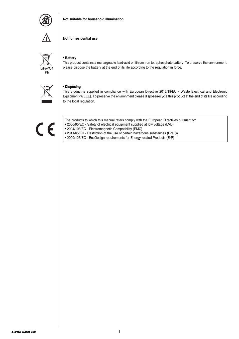 Clay Paky ALPHA WASH 700 User Manual | Page 3 / 36