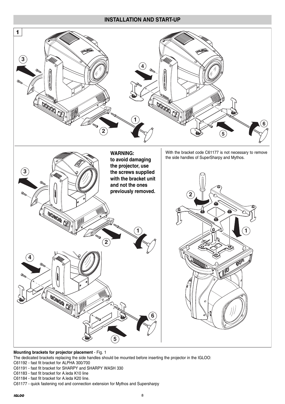Installation and start-up | Clay Paky IGLOO ECO - C61196 User Manual | Page 8 / 20