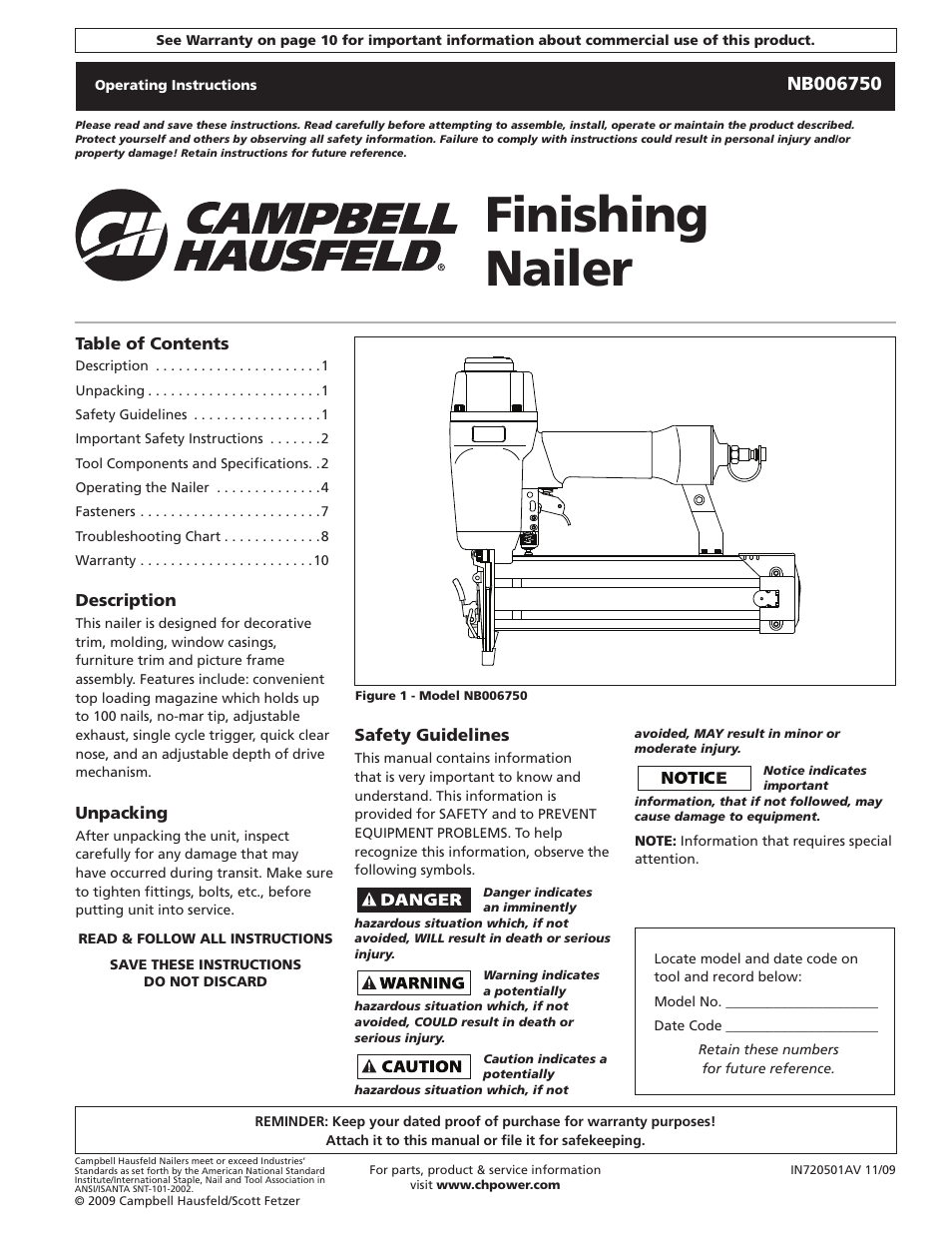 Campbell Hausfeld NB006750 User Manual | 32 pages