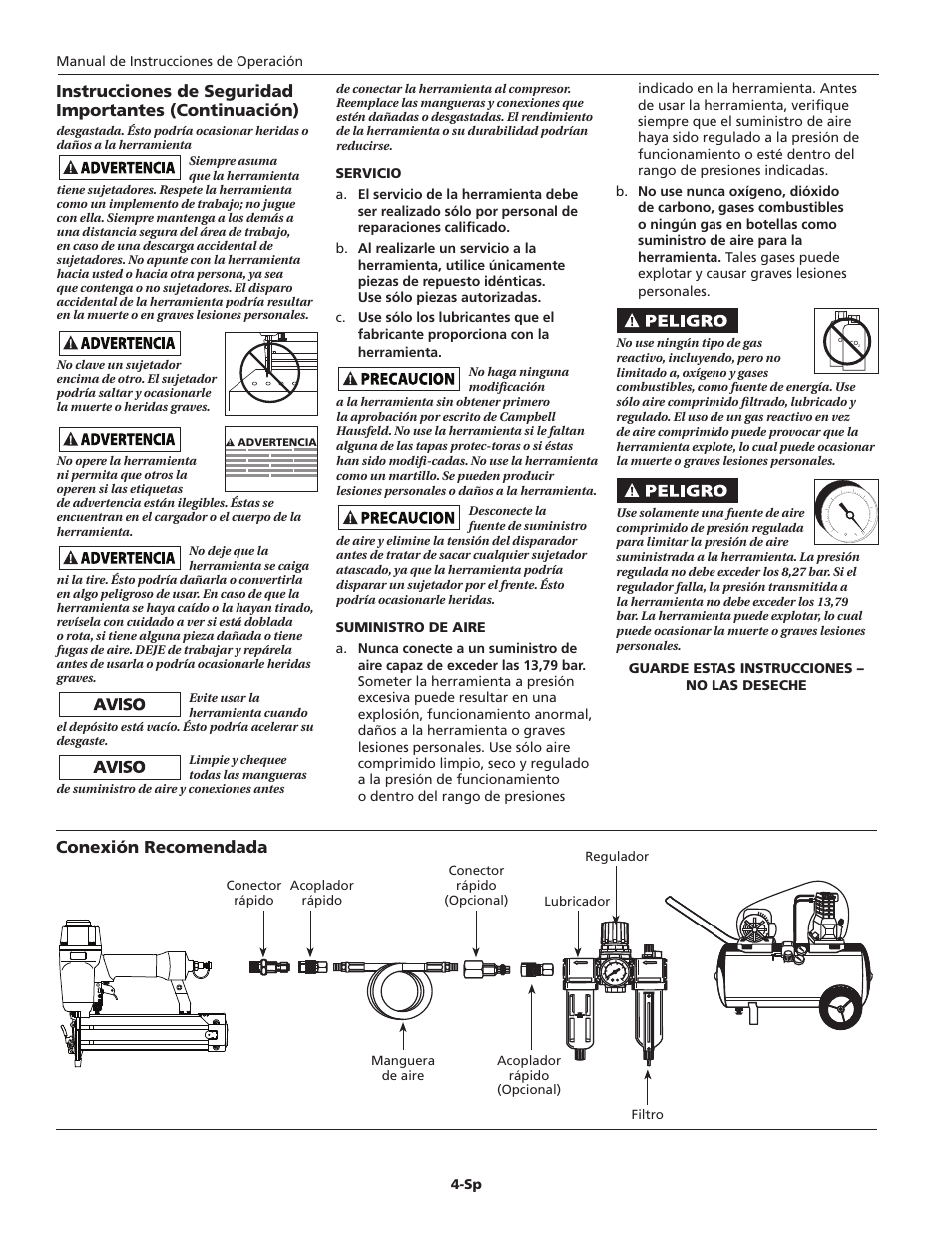 Conexión recomendada | Campbell Hausfeld NB006750 User Manual | Page 24 / 32