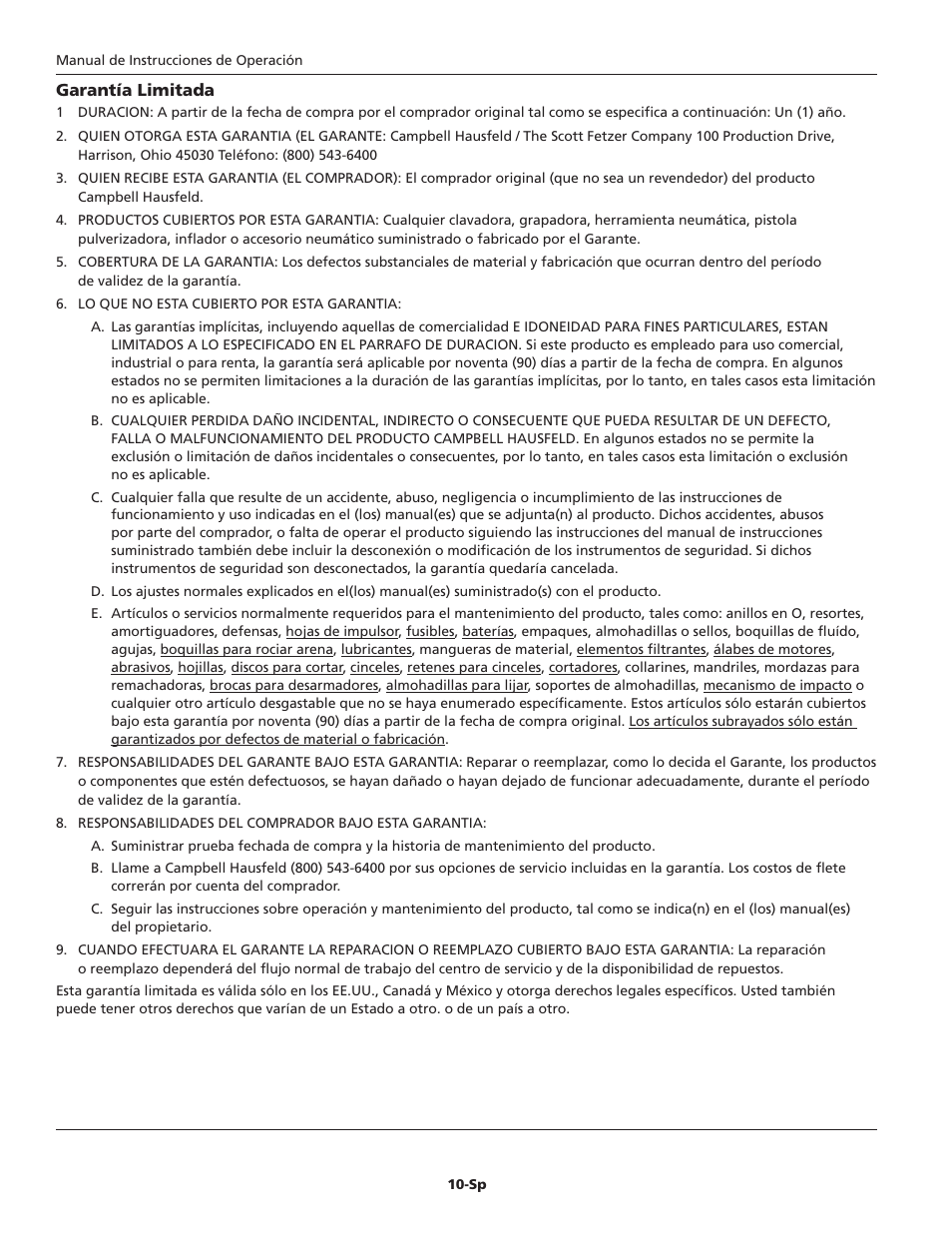 Campbell Hausfeld NB006750 User Manual | Page 30 / 32