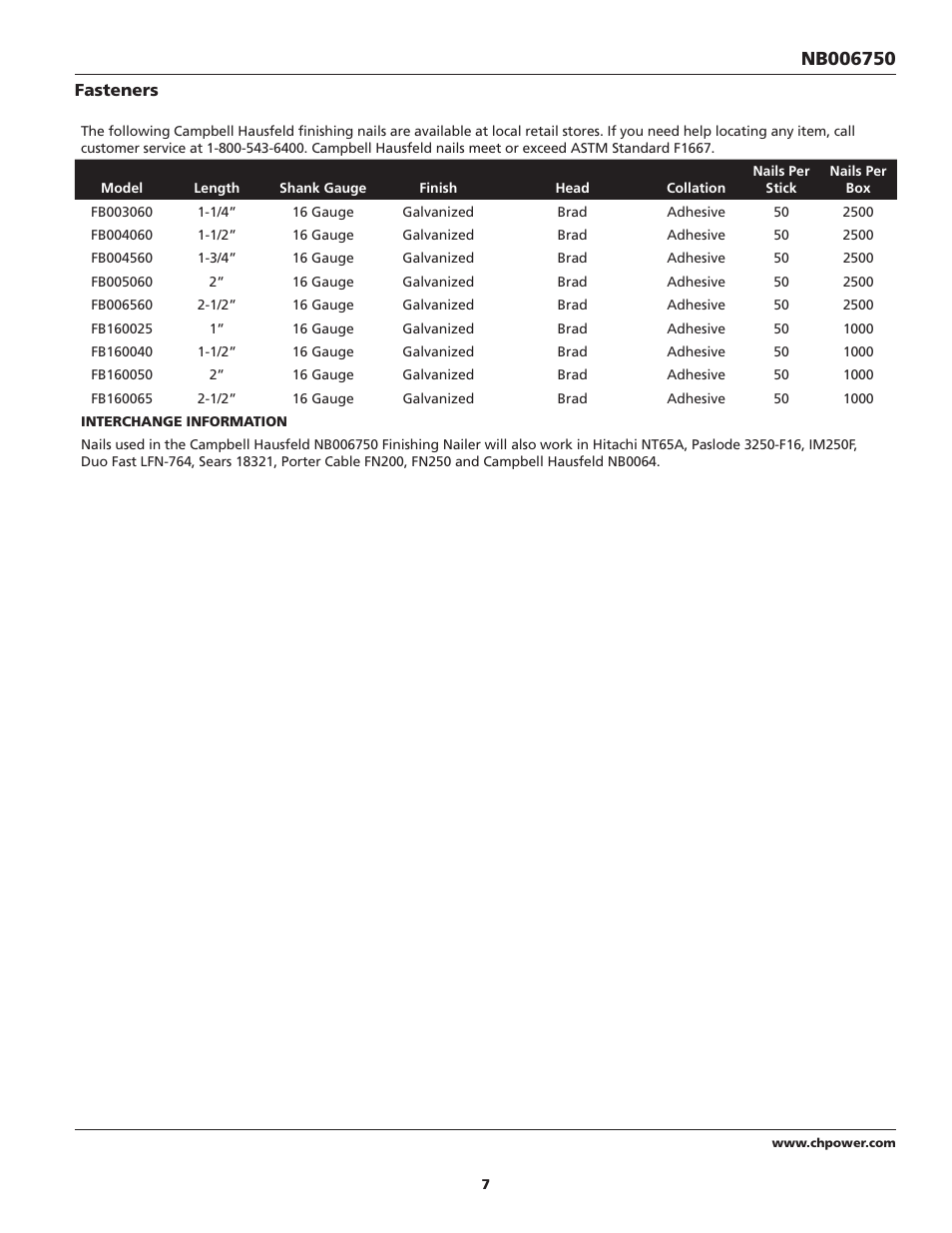 Campbell Hausfeld NB006750 User Manual | Page 7 / 32
