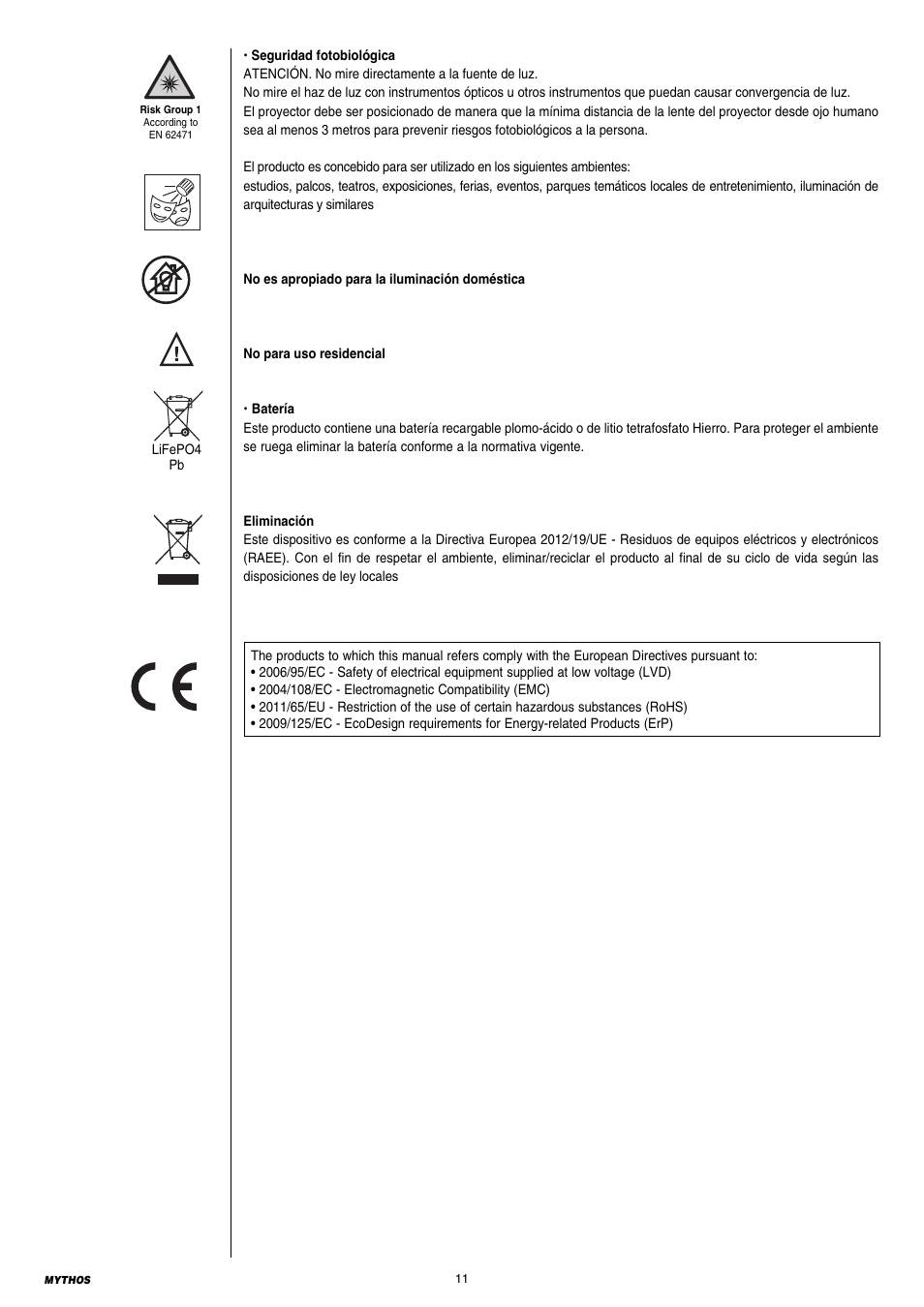Clay Paky MYTHOS User Manual | Page 11 / 40