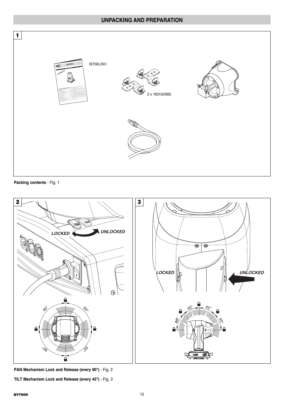 12 unpacking and preparation, Unpacking and preparation | Clay Paky MYTHOS User Manual | Page 12 / 40