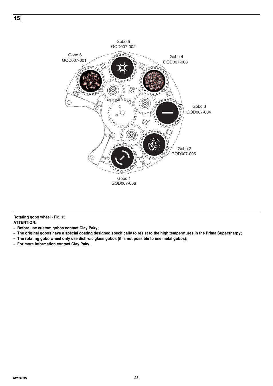 Clay Paky MYTHOS User Manual | Page 28 / 40