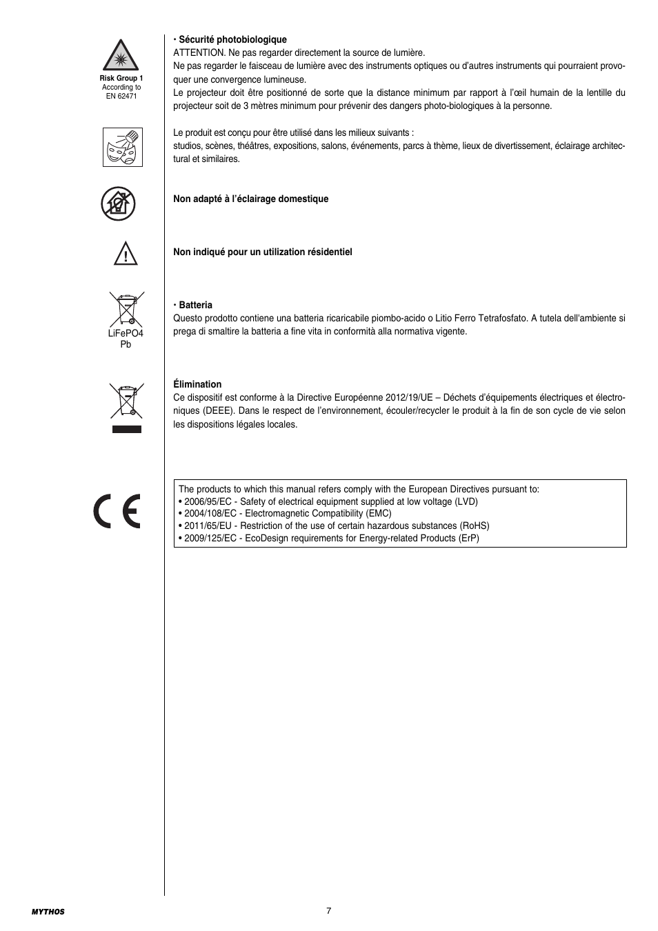 Clay Paky MYTHOS User Manual | Page 7 / 40