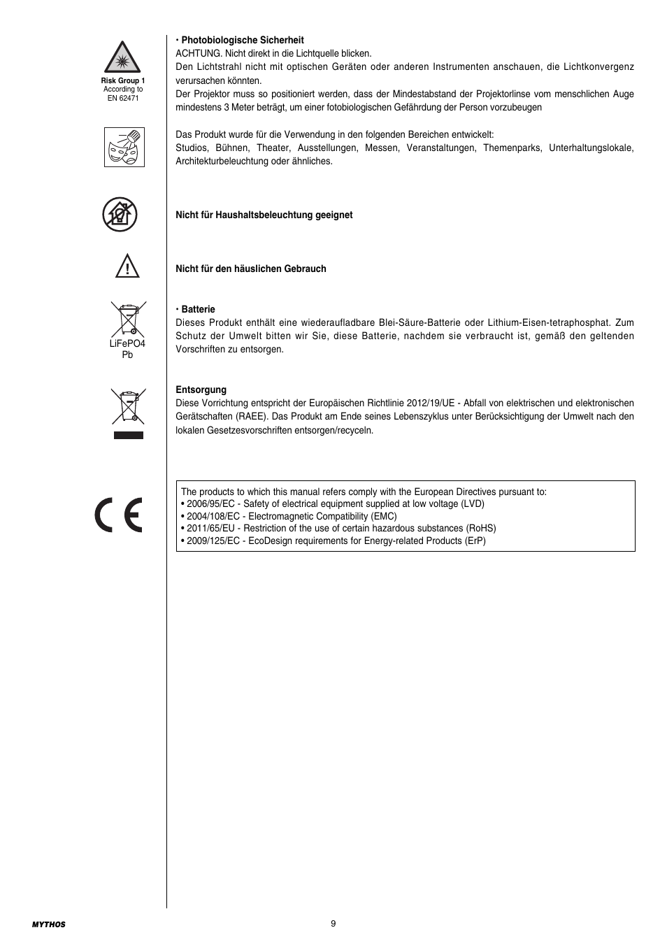 Clay Paky MYTHOS User Manual | Page 9 / 40