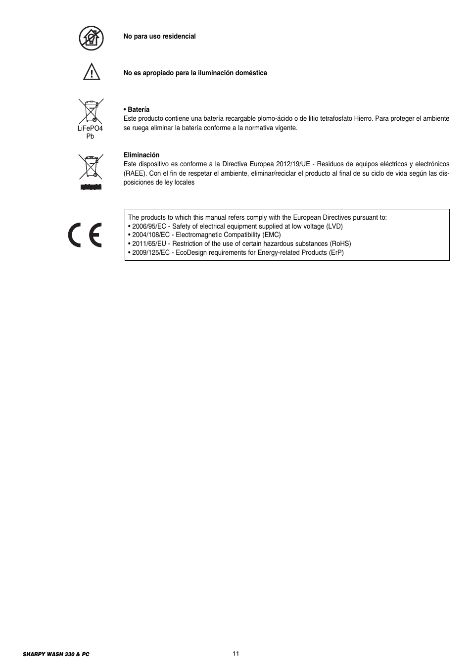 Clay Paky SHARPY WASH 330 PC User Manual | Page 11 / 36