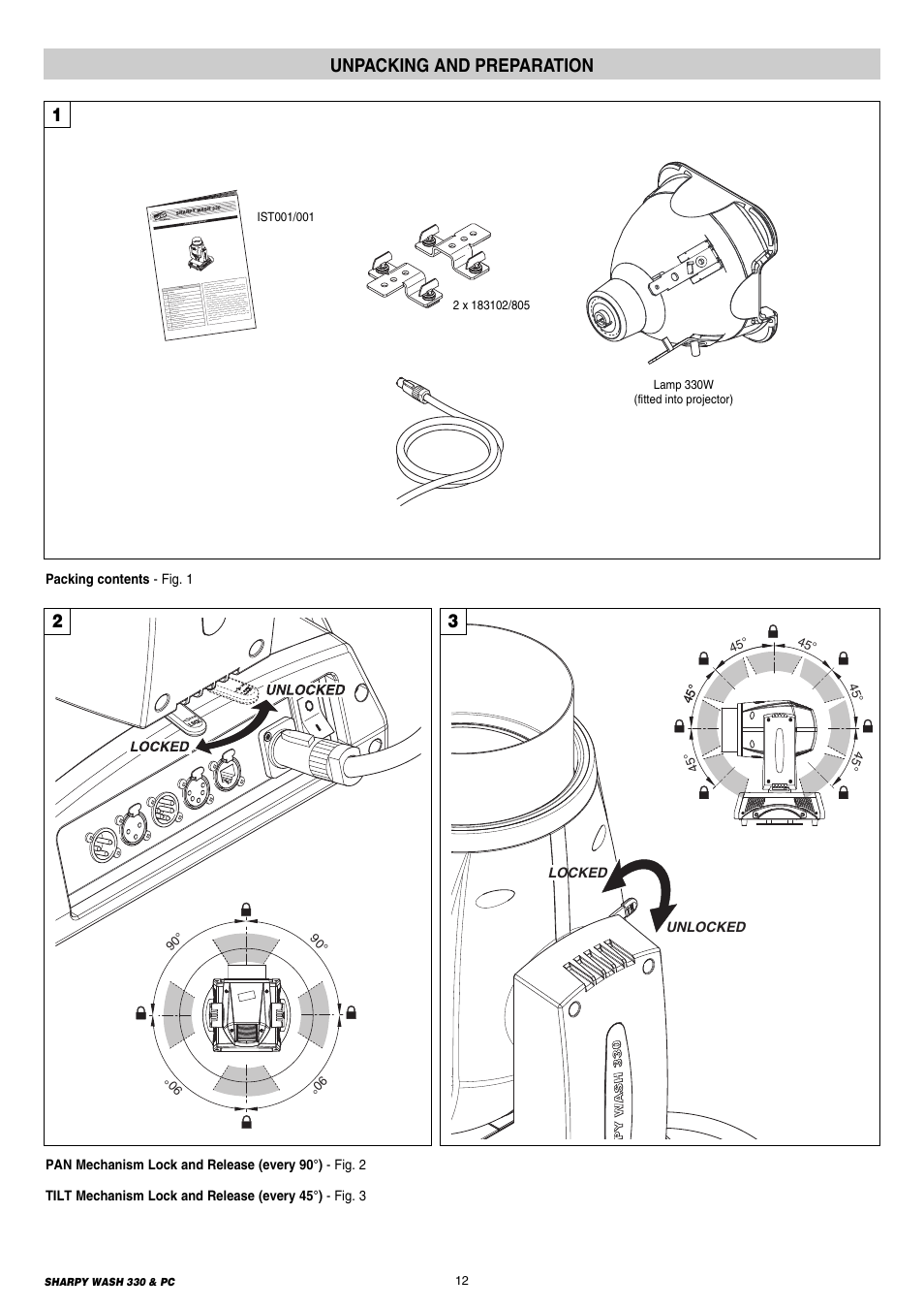 12 unpacking and preparation, Unpacking and preparation | Clay Paky SHARPY WASH 330 PC User Manual | Page 12 / 36