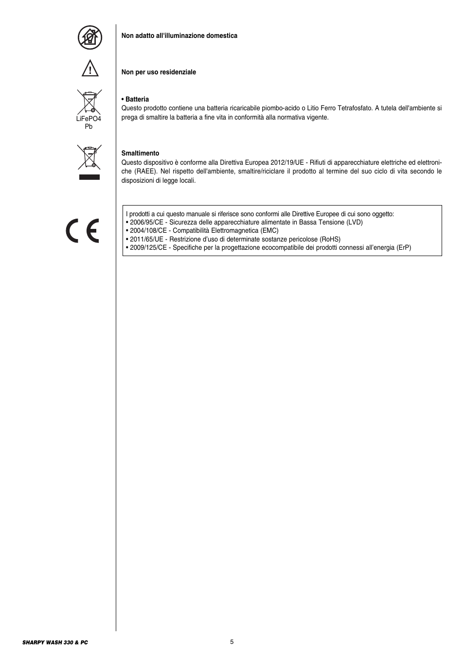 Clay Paky SHARPY WASH 330 PC User Manual | Page 5 / 36