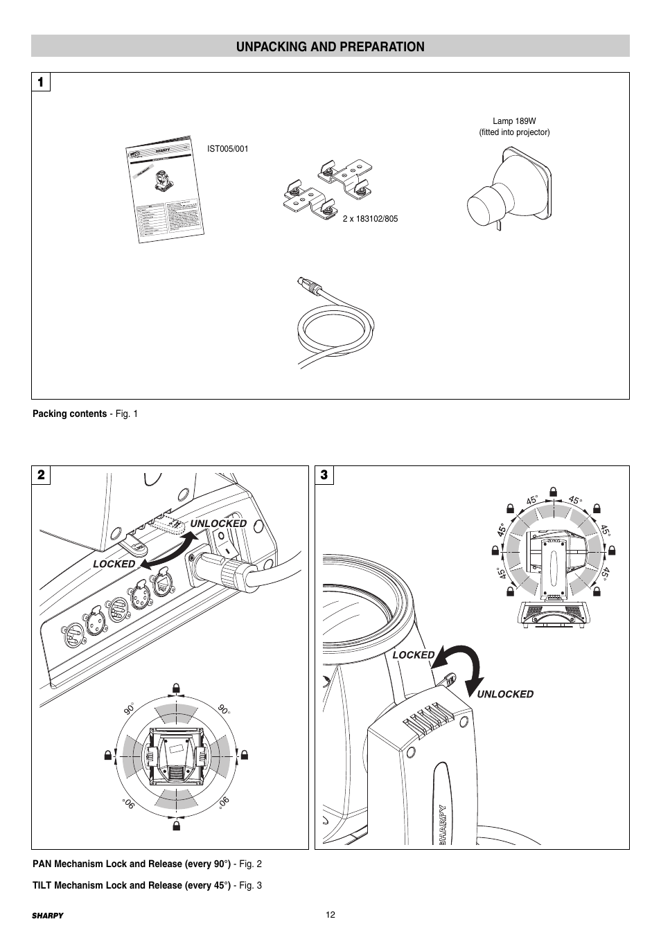 12 unpacking and preparation, Unpacking and preparation | Clay Paky SHARPY User Manual | Page 12 / 36