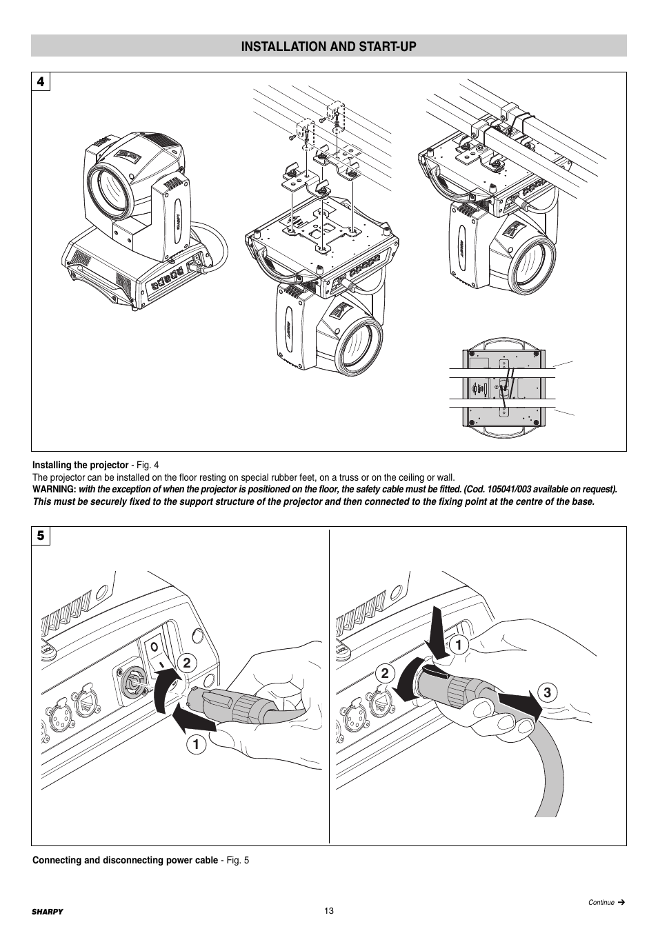 13 installation and start-up | Clay Paky SHARPY User Manual | Page 13 / 36