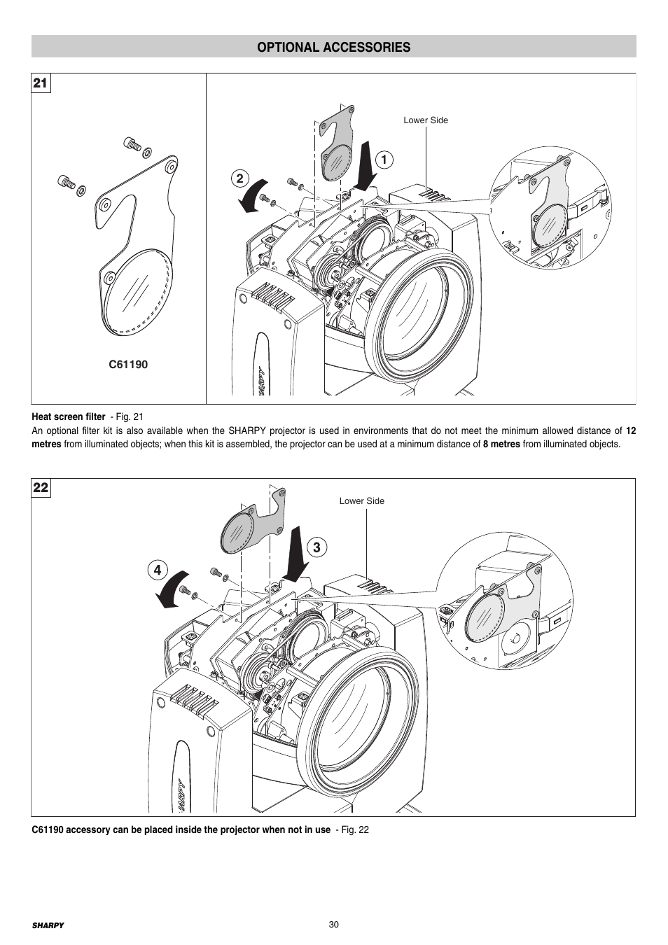 30 optional accessories, Optional accessories 21 | Clay Paky SHARPY User Manual | Page 30 / 36