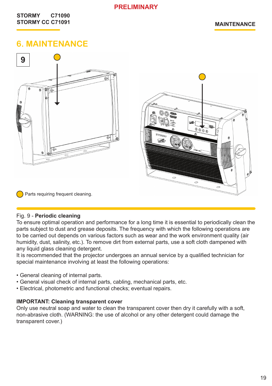 Maintenance | Clay Paky STORMY CC User Manual | Page 19 / 30