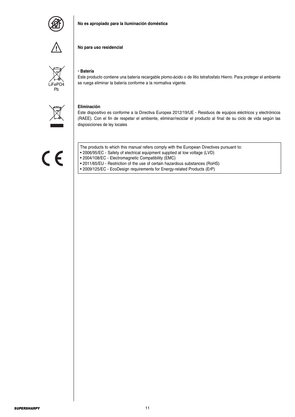Clay Paky SUPERSHARPY User Manual | Page 11 / 44