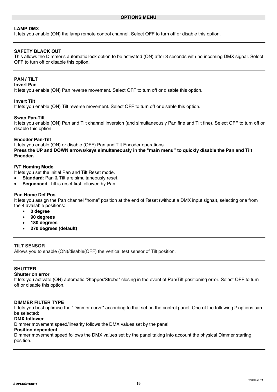 Clay Paky SUPERSHARPY User Manual | Page 19 / 44