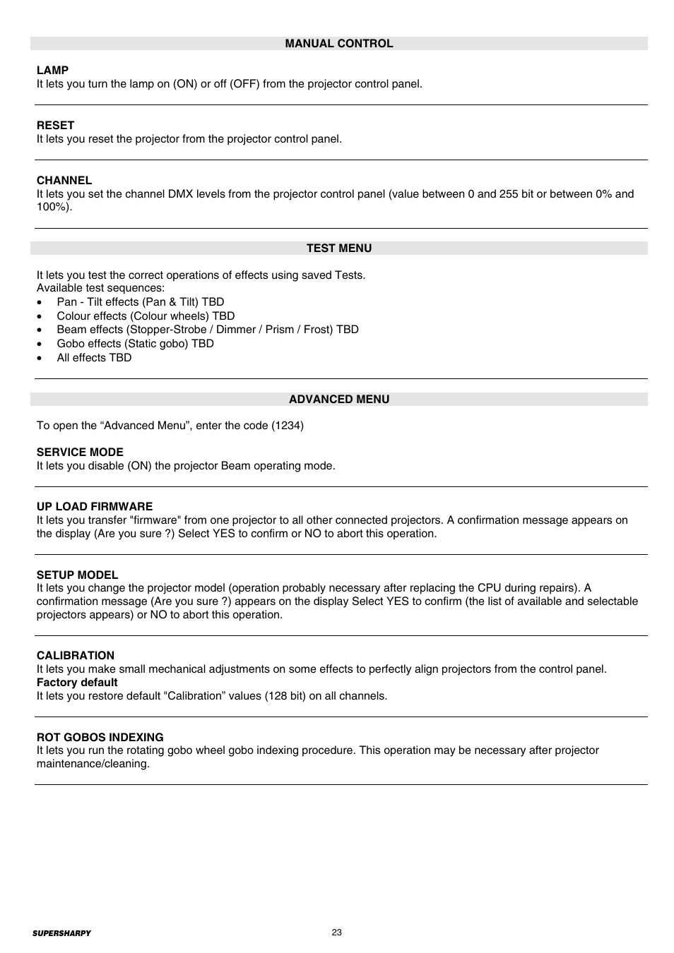Clay Paky SUPERSHARPY User Manual | Page 23 / 44