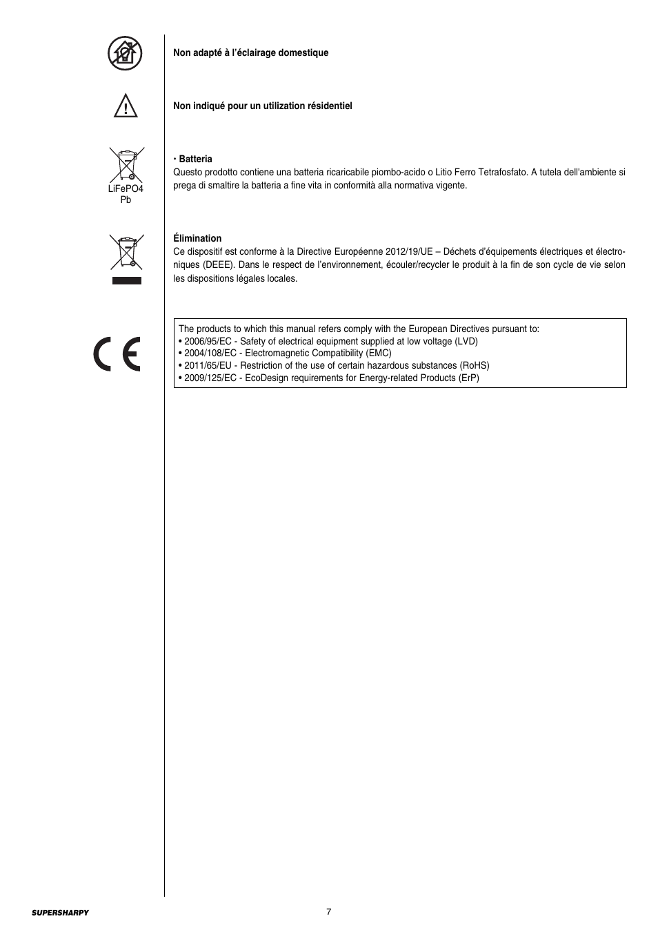 Clay Paky SUPERSHARPY User Manual | Page 7 / 44