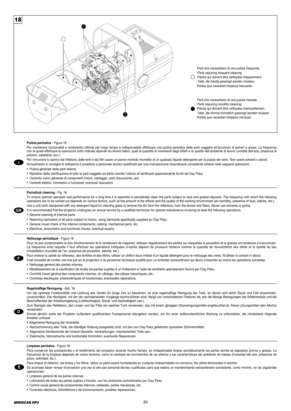Clay Paky MINISCAN HP3 User Manual | Page 20 / 24