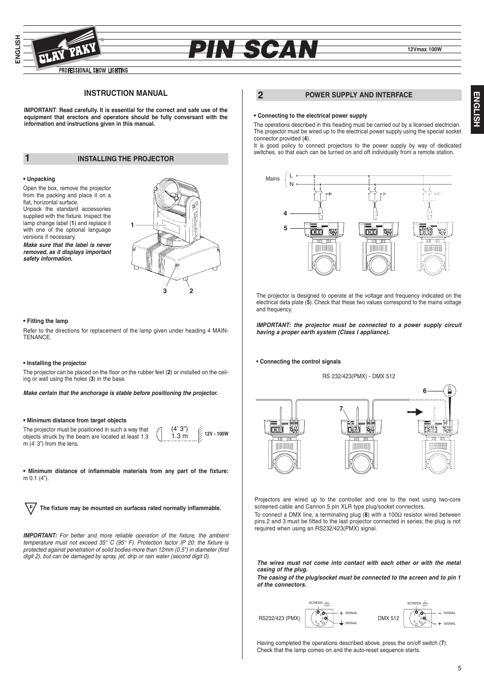 Clay Paky PIN SCAN User Manual | 3 pages