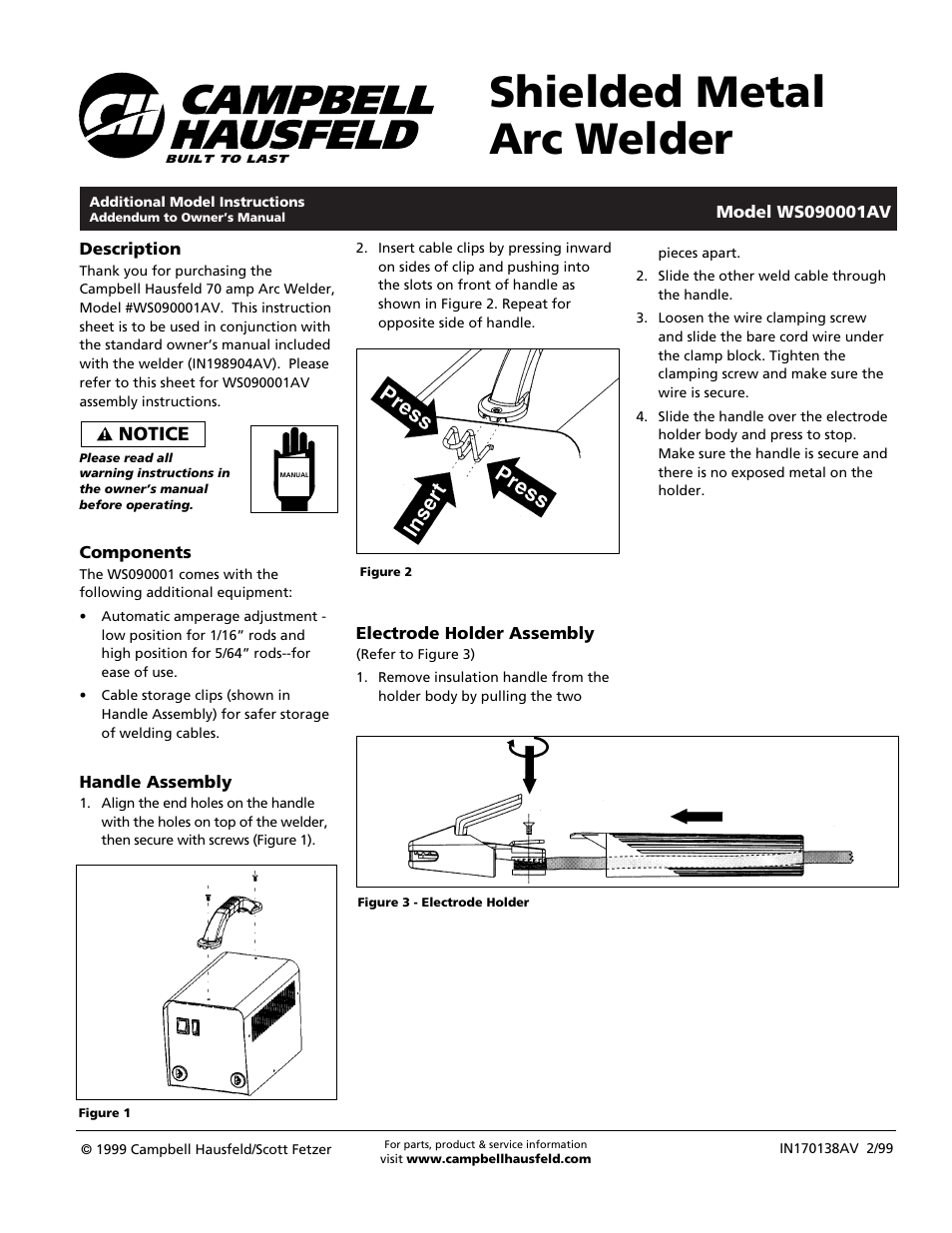 Campbell Hausfeld WS090001AV User Manual | 2 pages