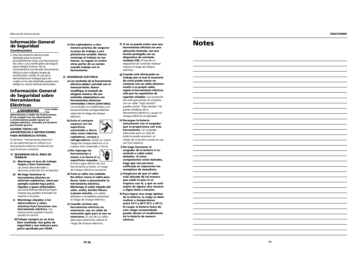 Información general de seguridad | Campbell Hausfeld DG472500DI User Manual | Page 11 / 18