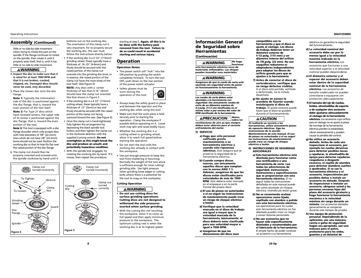 Operation, Assembly | Campbell Hausfeld DG472500DI User Manual | Page 8 / 18