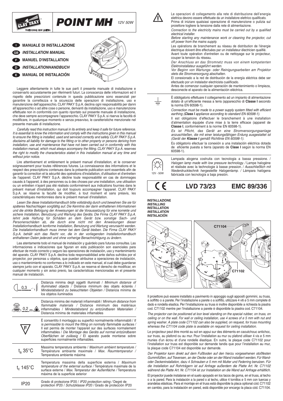 Clay Paky POINT MH User Manual | 4 pages